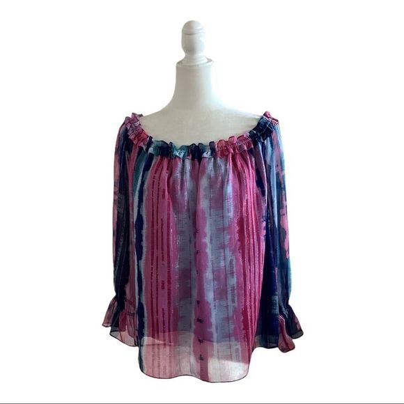 INC International Concepts Tops - Inc Multi Colored Off The Shoulder Blouse EUC Size XL